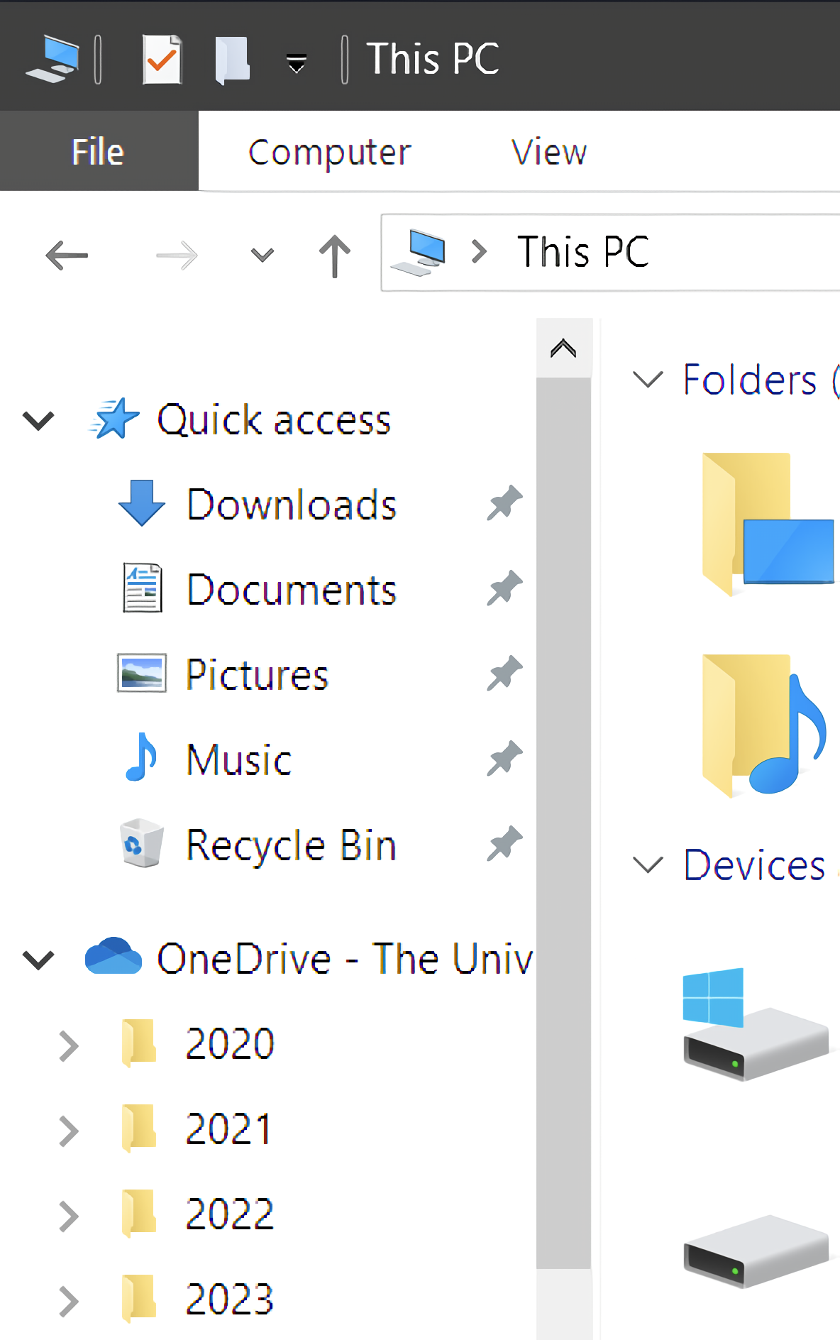 Windows File Explorer sidebar, showing the integration of OneDrive amongst local folders