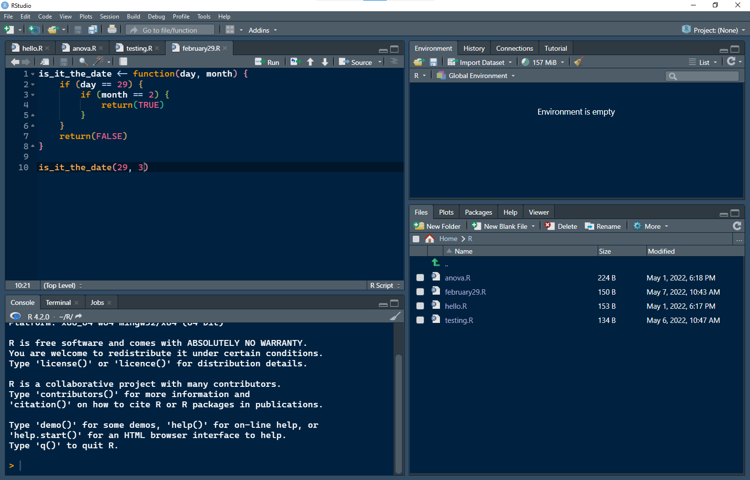 The RStudio user interface